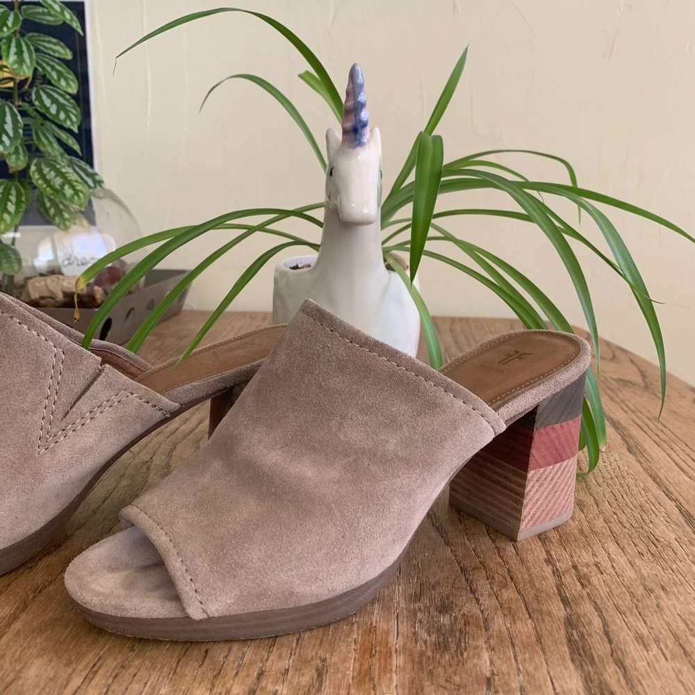SOLD! FRYE Blake Color Stacked Block Wood Heel Mule 8.5 STUNNING- Boot Sandal 🦄